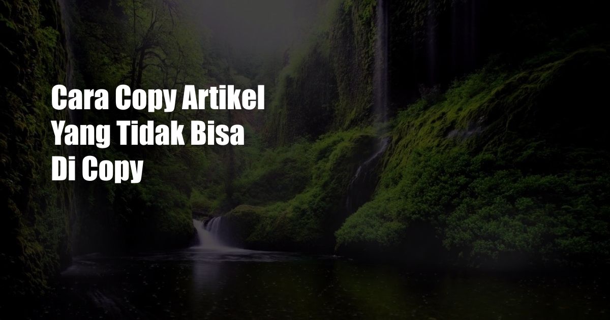 Cara Copy Artikel Yang Tidak Bisa Di Copy