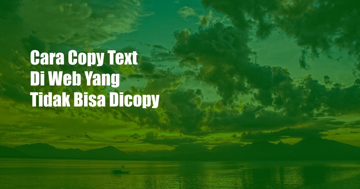 Cara Copy Text Di Web Yang Tidak Bisa Dicopy