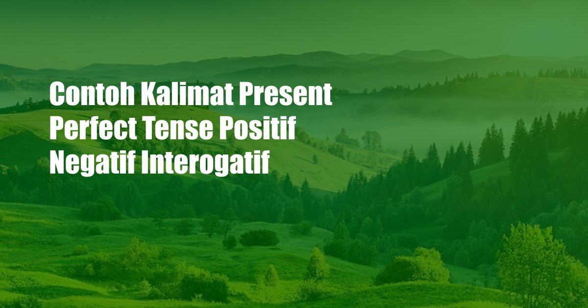 Contoh Kalimat Present Perfect Tense Positif Negatif Interogatif