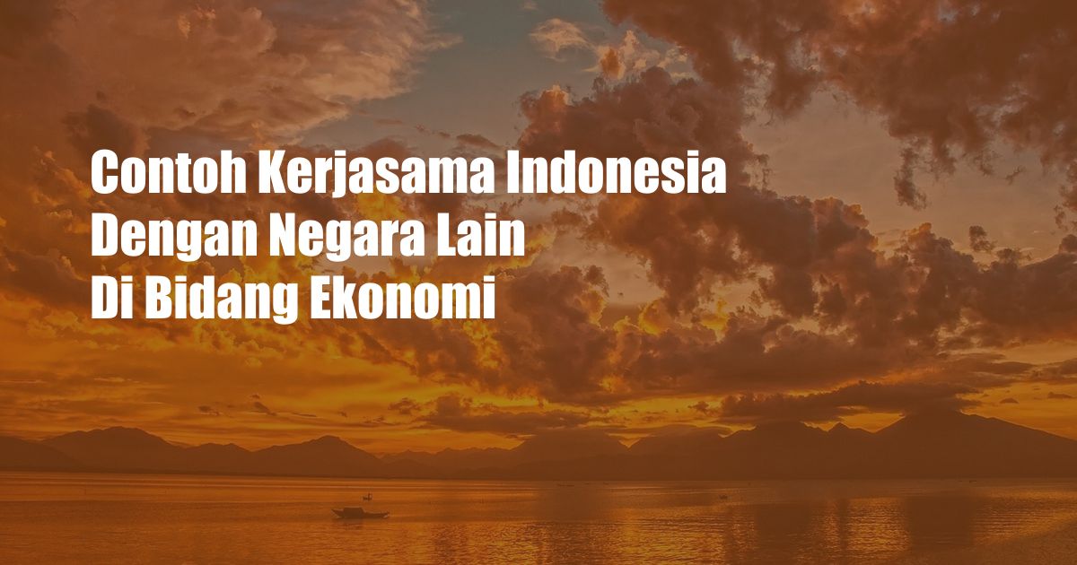 Contoh Kerjasama Indonesia Dengan Negara Lain Di Bidang Ekonomi