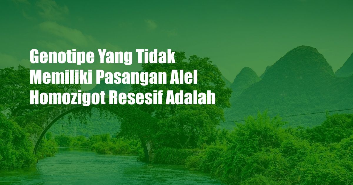 Genotipe Yang Tidak Memiliki Pasangan Alel Homozigot Resesif Adalah