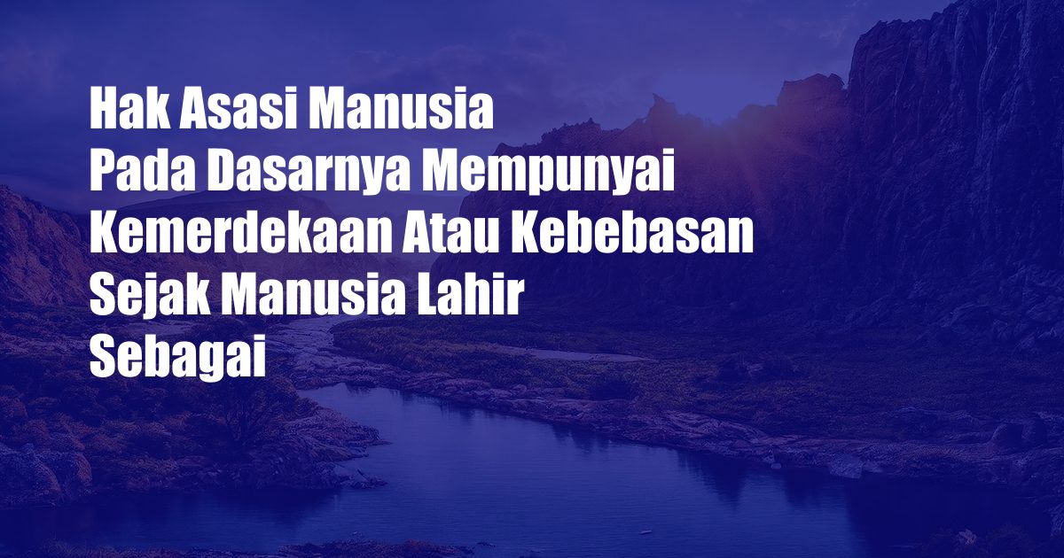 Hak Asasi Manusia Pada Dasarnya Mempunyai Kemerdekaan Atau Kebebasan Sejak Manusia Lahir Sebagai