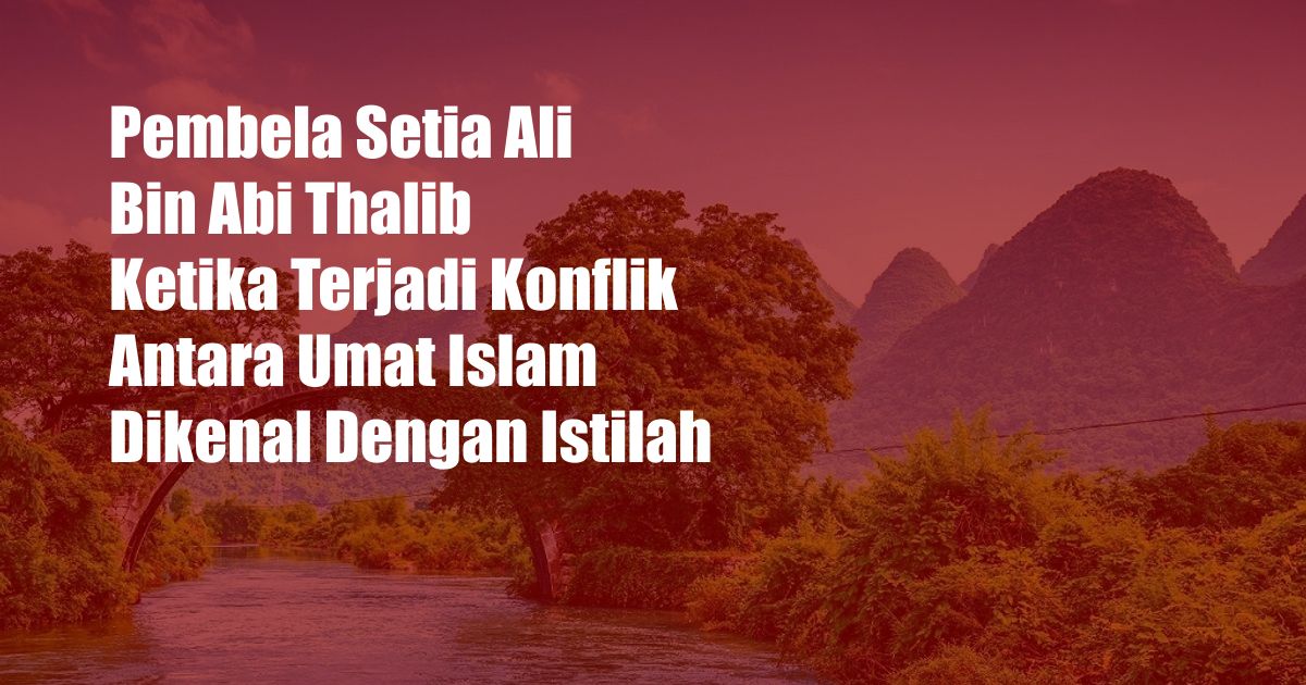 Pembela Setia Ali Bin Abi Thalib Ketika Terjadi Konflik Antara Umat Islam Dikenal Dengan Istilah