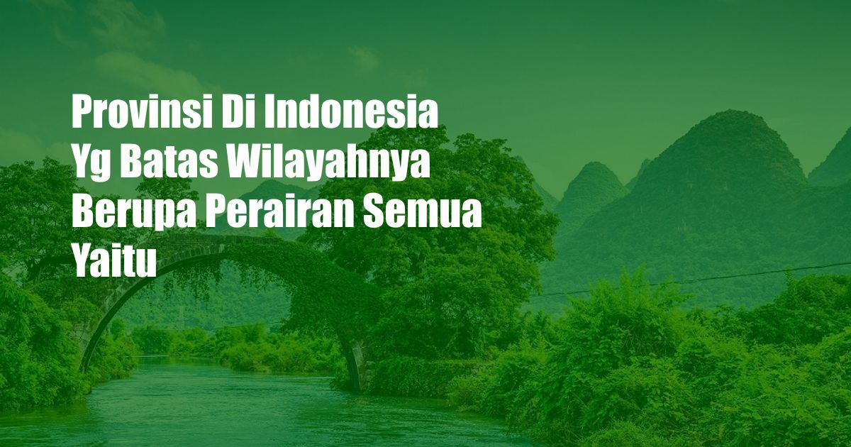 Provinsi Di Indonesia Yg Batas Wilayahnya Berupa Perairan Semua Yaitu