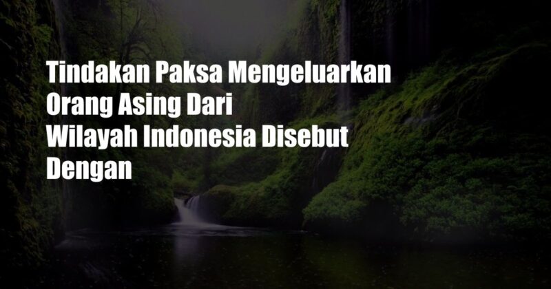 Tindakan Paksa Mengeluarkan Orang Asing Dari Wilayah Indonesia Disebut Dengan